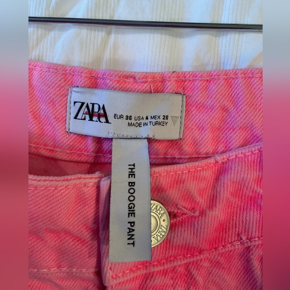Zara Barbie neon pink wide leg jeans NWT  4 - Picture 7 of 9